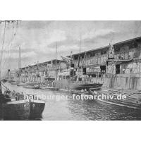 867_0954045 Historisches Altonaer Hafenmotiv - Lagerschuppen am Hafenkai. | Grosse Elbstrasse - Bilder vom Altonaer Hafenrand.